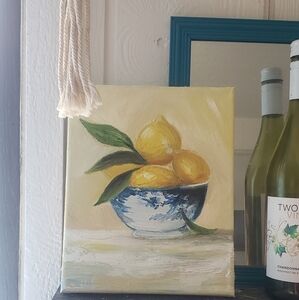 Not a print!🍋Lemon oil painting by me🍋